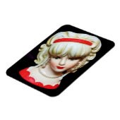 Vintage Lady Head Vase Platinum Blonde Braids Magnet (Linke Seite)