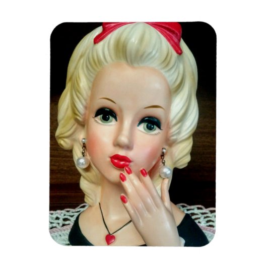 Vintage Lady Head Vase Teen Herz Necklace Magnet (Vertikal)