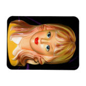 Vintage Lady Head Vase Teen mit Squiggles Magnet (Horizontal)