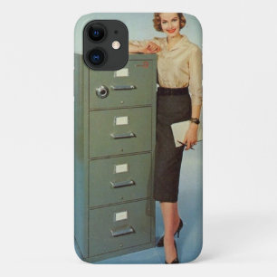 Vintage-"Lady & Her Filing Cabinet"-iPhone-11-Hüll Case-Mate iPhone Hülle