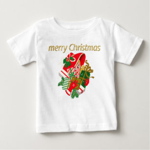 Vintage Lady Holding Weihnachtsgeschenke Baby T-shirt