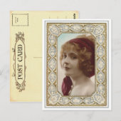 Vintage Lady Hübsche Gerahmte Postkarten (Vorne/Hinten)