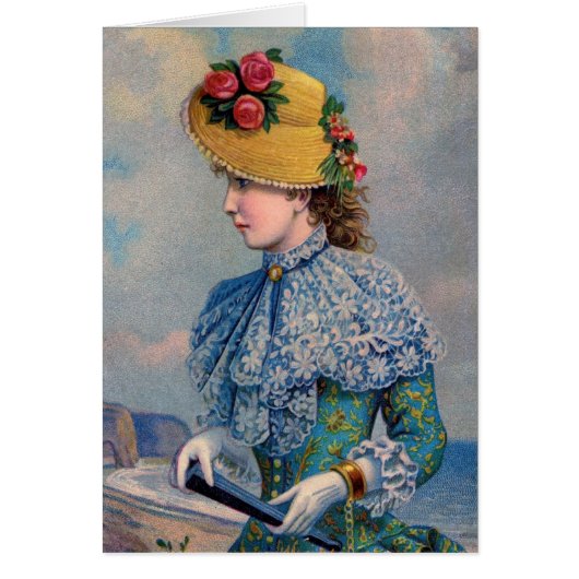 Vintage Lady in Blue am Meer, (Vorne)