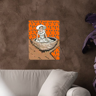 Vintage Lady in den Blätter des Weißbrunnens Poster