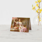 Vintage Lady in rosa, elegante Blumenkarte Karte (Gelbe Blume)