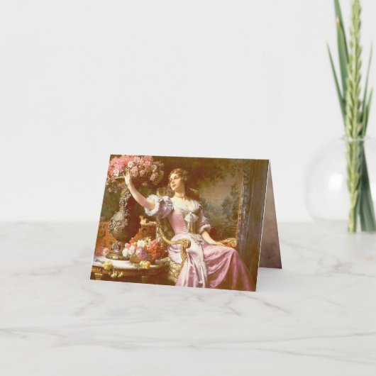 Vintage Lady in rosa, elegante Blumenkarte Karte (Vorderseite)