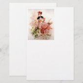 Vintage Lady in rosa Kleid Briefpapier (Vorne/Hinten)