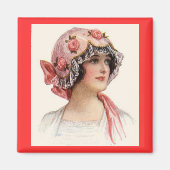 Vintage Lady in Silk Flower Bonnet Magnet (Vorne)