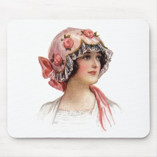 Vintage Lady in Silk Flower Bonnet Mousepad (Vorne)