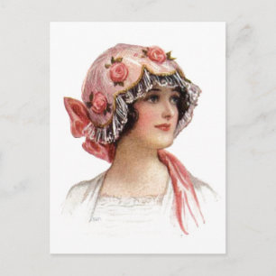 Vintage Lady in Silk Flower Bonnet Postkarte