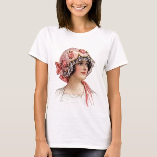 Vintage Lady in Silk Flower Bonnet T-Shirt (Vorderseite)