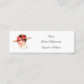 Vintage Lady in Strohhut Mini Visitenkarte (Vorderseite)