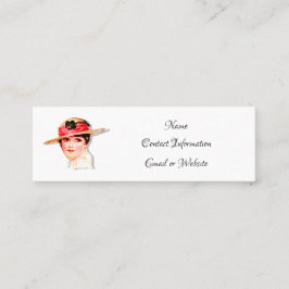 Vintage Lady in Strohhut Mini Visitenkarte