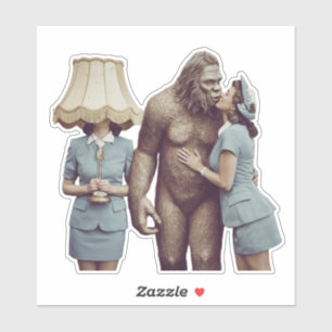 Vintage Lady küsst Sasquatch Aufkleber