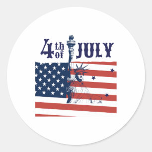 Vintage Lady Liberty Amerikanische Flagge 4. Juli Runder Aufkleber