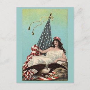 Vintage Lady Liberty beim Faulenzen Postkarte