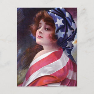 Vintage Lady Liberty eingehüllt in der amerikanisc Postkarte