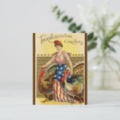 Vintage Lady Liberty und zwei große Truthähne Postkarte (Stehend Vorderseite)