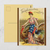 Vintage Lady Liberty und zwei große Truthähne Postkarte (Vorne/Hinten)