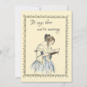 Vintage Lady liest eine Ankündigung zur Buchbewegu (Vorderseite)