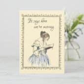 Vintage Lady liest eine Ankündigung zur Buchbewegu (Stehend Vorderseite)