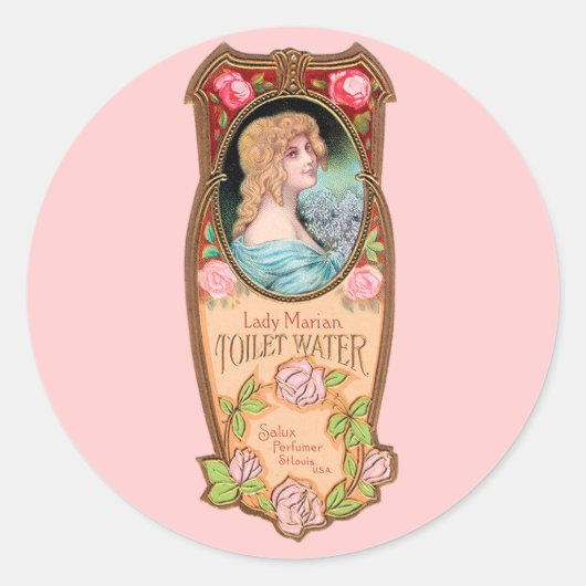 Vintage Lady Marian Toilettenwasser-Label Runder Aufkleber (Vorderseite)