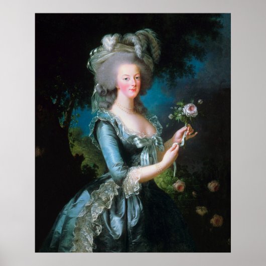 Vintage Lady Marie Antoinette mit rosa Rose Poster (Vorne)