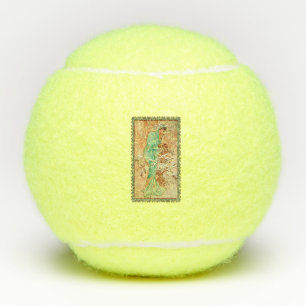 Vintage Lady Mintgrün Cape Baum Goldrahmen Tennisbälle
