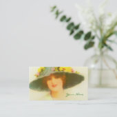 Vintage Lady mit Federhut Visitenkarte (Stehend Vorderseite)