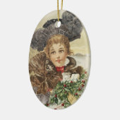 Vintage Lady mit Holly Keramik Ornament (Links)