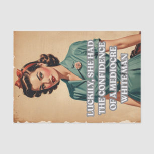 Vintage Lady mit Zitat Confidence Dekoupage Seidenpapier