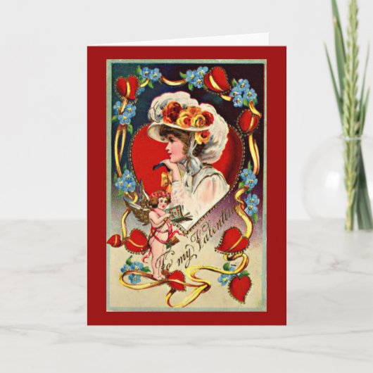 Vintage Lady My Valentine Card Feiertagskarte (Vorderseite)