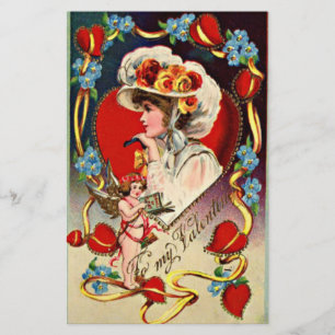 Vintage Lady My Valentine Schreibwaren Briefpapier