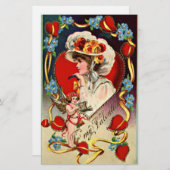 Vintage Lady My Valentine Stationary Briefpapier (Vorne/Hinten)