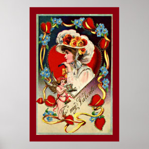 Vintage Lady My Valentine Wertposter Papier Poster