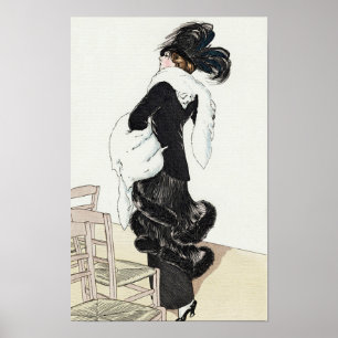 Vintage Lady of Fashion, Haute Couture Fur Coat Poster