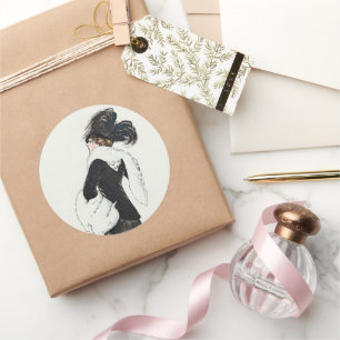 Vintage Lady of Fashion, Haute Couture Fur Coat Runder Aufkleber