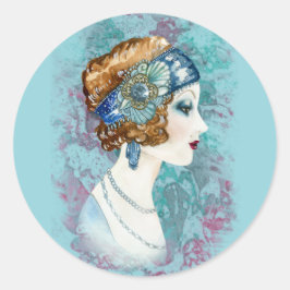 Vintage Lady of Fashion- Runder Aufkleber