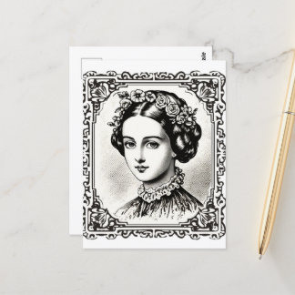 Vintage Lady Portrait Briefmarke 4 Postkarte