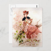 Vintage Lady Portrait Postkarte (Vorne/Hinten)