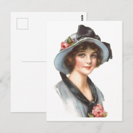 Vintage Lady Postkarte (Vorne/Hinten)