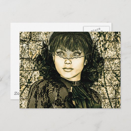 Vintage Lady Postkarte (Vorne/Hinten)