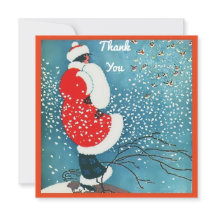 Vintage Lady Red Coat White Fur Trim Muff Schneebe