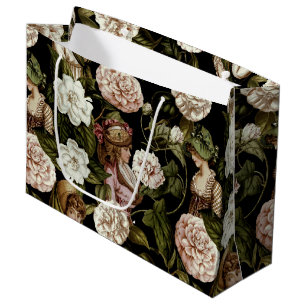 Vintage Lady Retro Botanische Blume Blumenmuster Große Geschenktüte