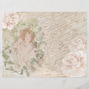 Vintage Lady Rose Skript-Karte Scrapbook Papier