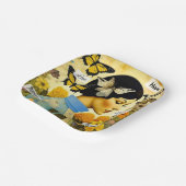 Vintage Lady, Schmetterlinge, Blume und Inspiriere Pappteller (Gewinkelt)