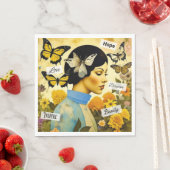 Vintage Lady, Schmetterlinge, Blume und Inspiriere Serviette (Beispiel)