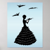 Vintage Lady Silhouette Liebe Letter Doves Poster (Vorne)