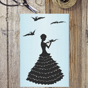 Vintage Lady Silhouette Liebe Letter Doves Seidenpapier