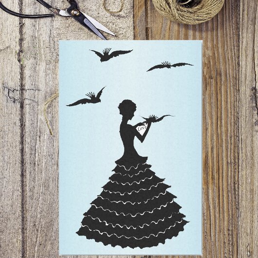 Vintage Lady Silhouette Liebe Letter Doves Seidenpapier